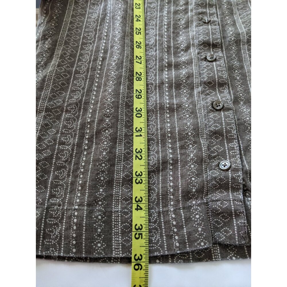 GARNET HILL 100% Linen Classic Sleeveless Full Button Pattern Shirtdress Size 8 - Picture 4 of 9